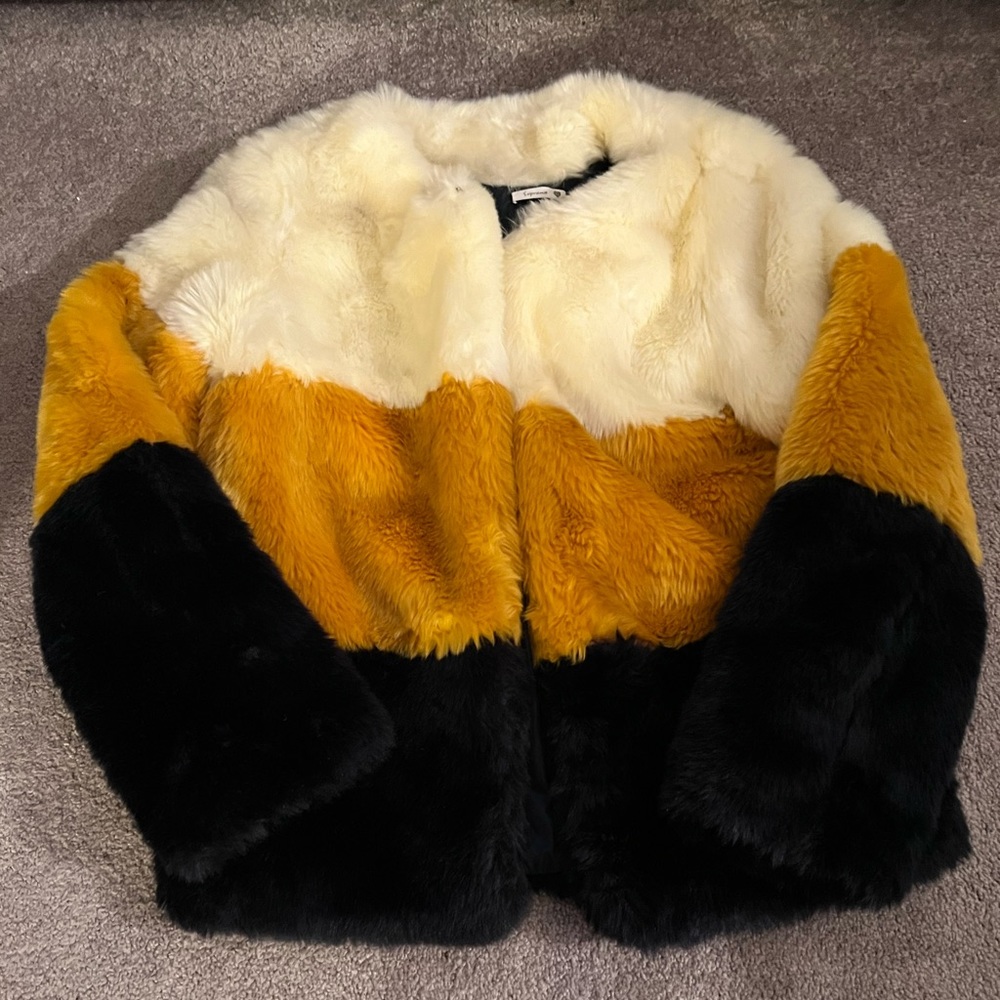Multi color fur coat